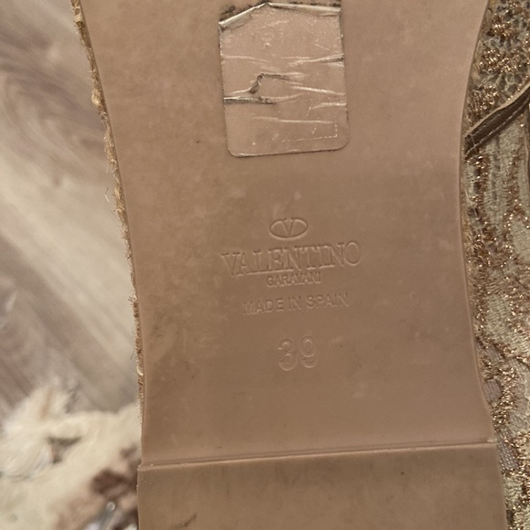 Valentino Garavani Gold Metallic Lace Espadrilles Vintage - Picture 6 of 7